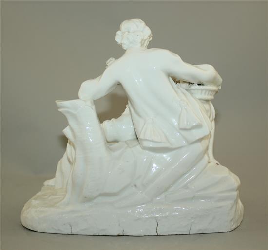 A Continental white glazed porcelain group of two lovers, late 19th century, 19cm, slight restoration